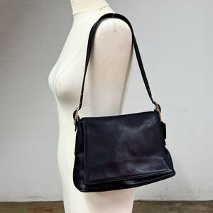 Vintage Coach Crossbody Black Genuine Leather Flap shoulder bag